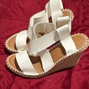 SO White Strappy Wedge Sandals